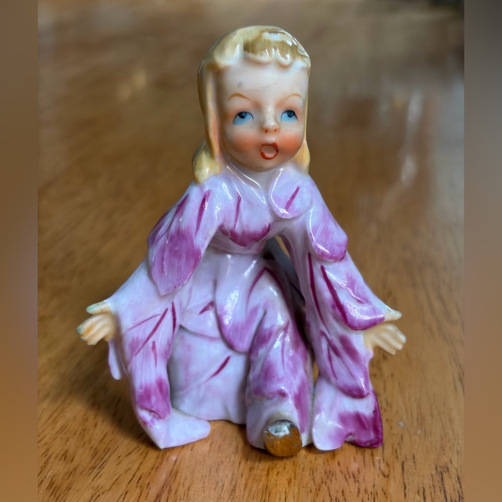 Vtg ACME China "Leaf Dancer" or "Pixie" ceramic figurine, whimsical, MCM